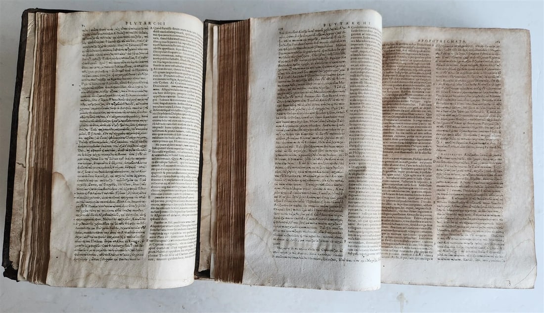 1620 PLUTARCH 2 volumes MORAL WORKS antique in GREEK & LATIN massive folio - 7