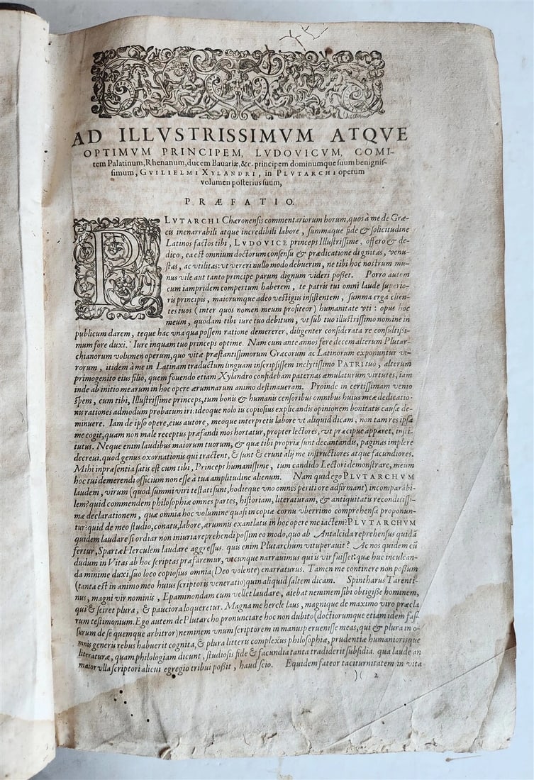 1620 PLUTARCH 2 volumes MORAL WORKS antique in GREEK & LATIN massive folio - 8