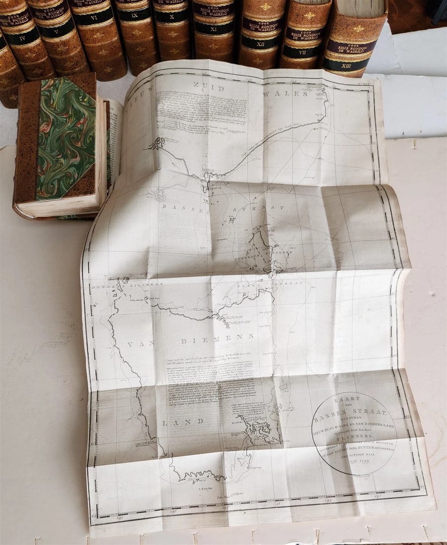 1795-1803 VOYAGE of CAPTAIN COOK 13 vols DUTCH ILLUSTRATED antique MAPS PLATES - 3