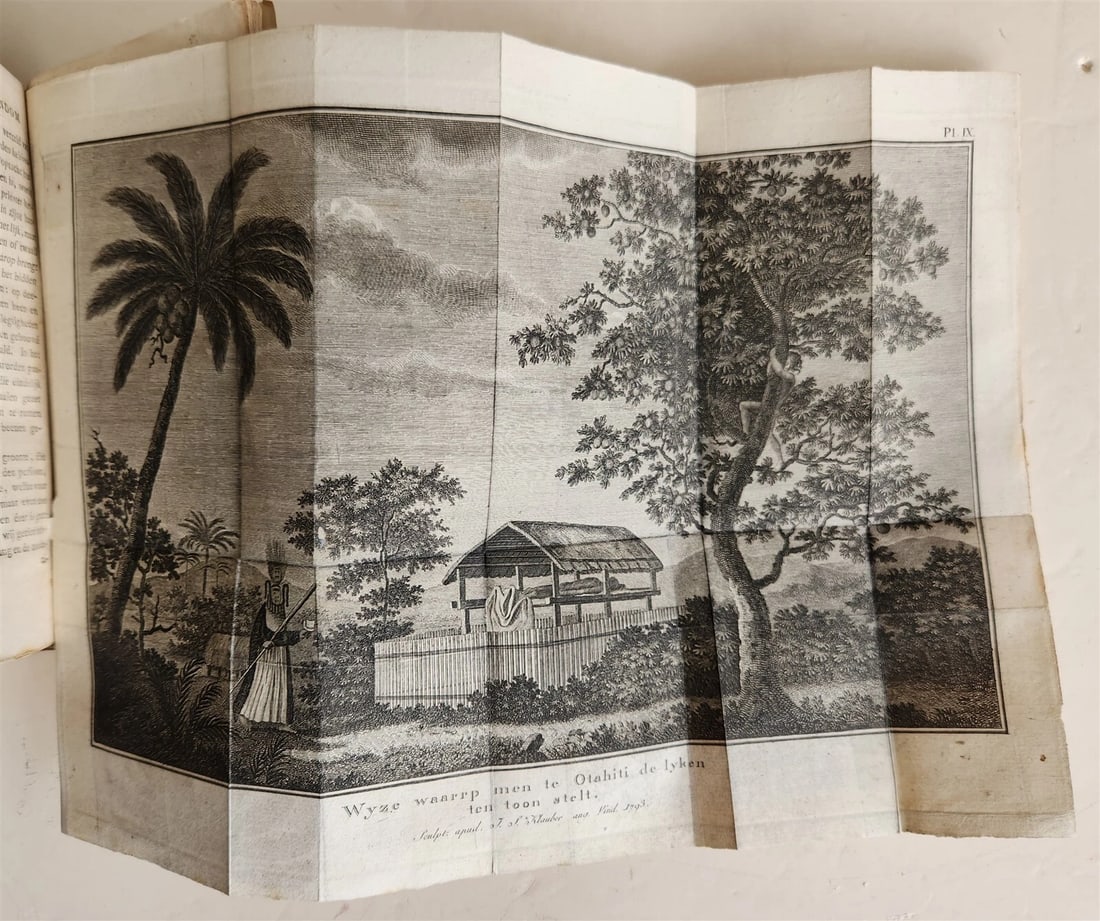 1795-1803 VOYAGE of CAPTAIN COOK 13 vols DUTCH ILLUSTRATED antique MAPS PLATES - 8