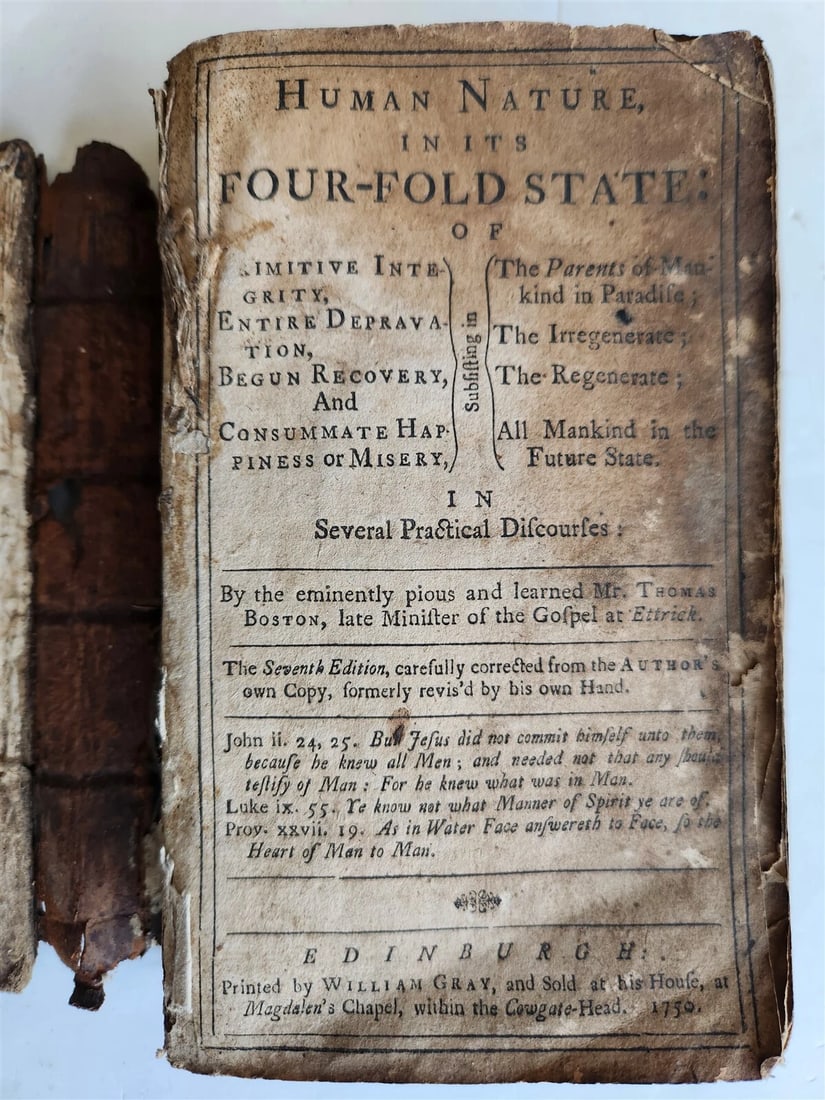 1750 HUMAN NATURE in its FOUR-FOLD STATE by THOMAS BOSTON antique (1 of 9)