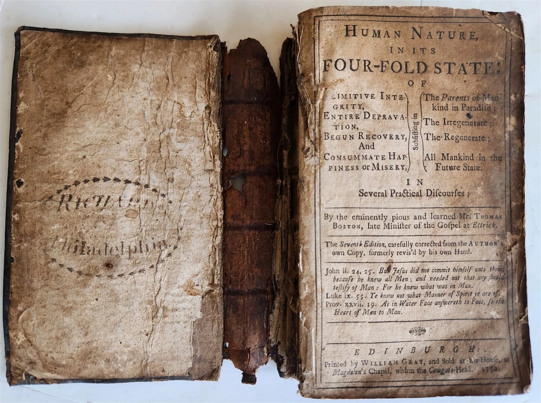 1750 HUMAN NATURE in its FOUR-FOLD STATE by THOMAS BOSTON antique - 3