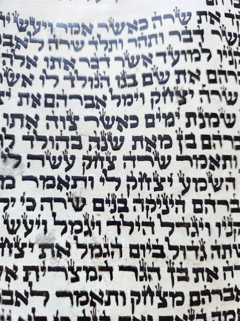 TORAH SCROLL FRAGMENT MANUSCRIPT VELLUM antique BIBLE GENESIS SODOM & GOMORRAH - 6