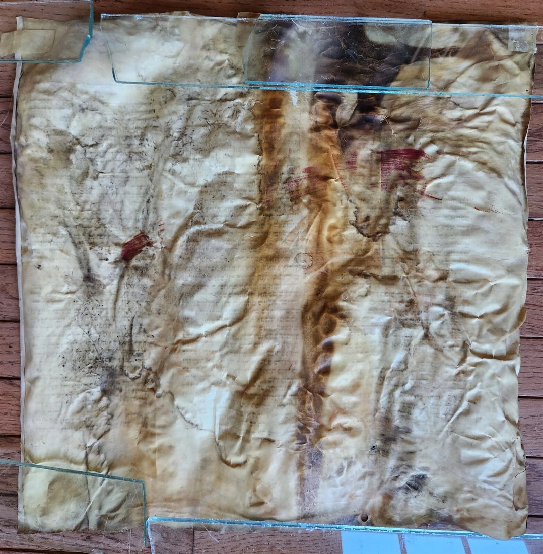 TORAH SCROLL FRAGMENT MANUSCRIPT on VELLUM antique BIBLE DEUTERONOMY 7:26-1:4 - 7