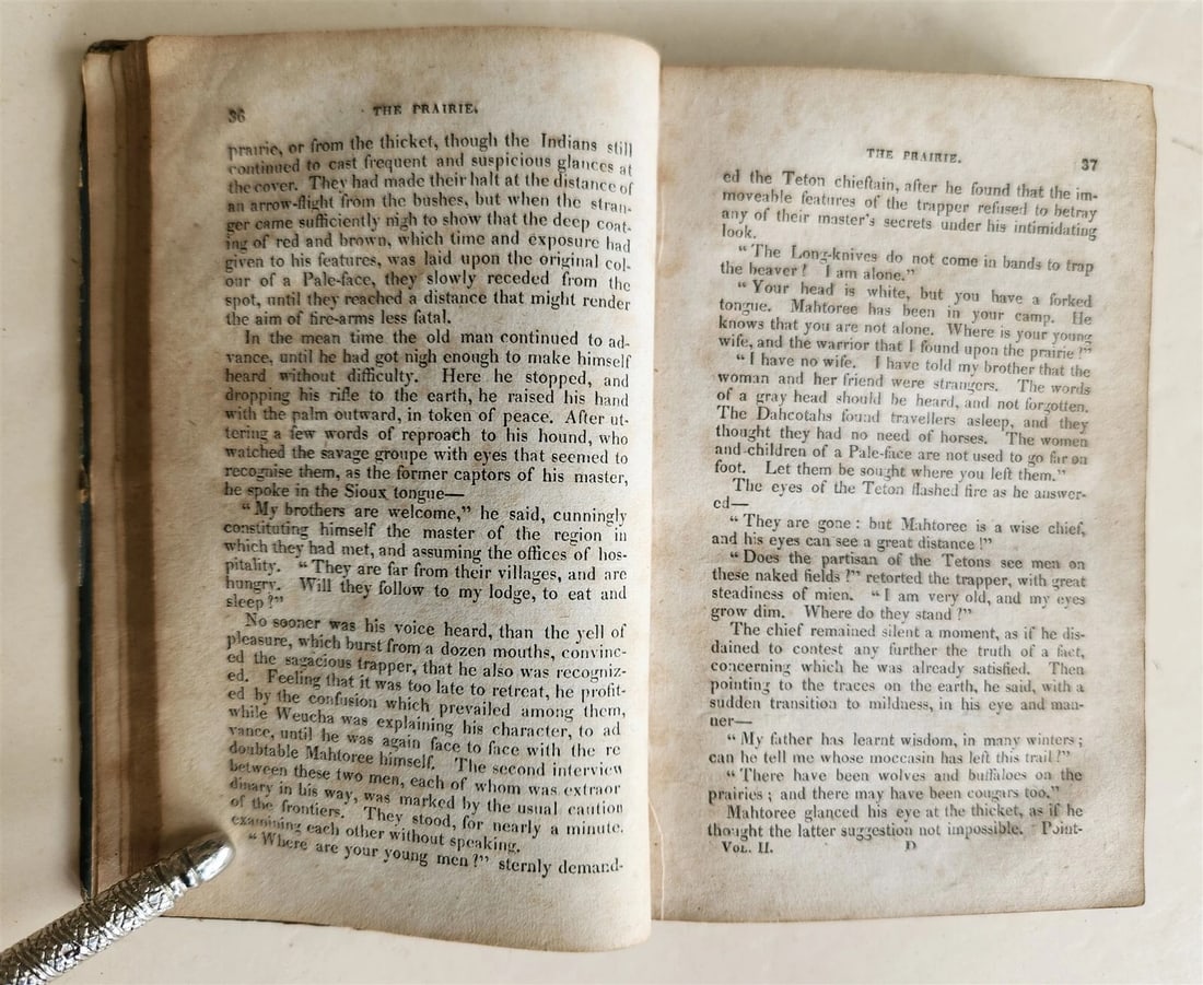 1829 THE PRAIRIE A TALE by FENIMORE COOPER antique - 3