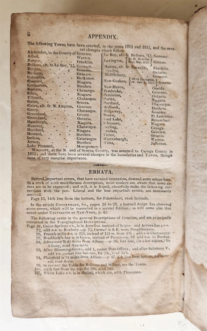 1813 GAZETTEER of STATE of NEW YORK HORATIO SPAFFORD antique ILLUSTRATED w/ MAP - 6