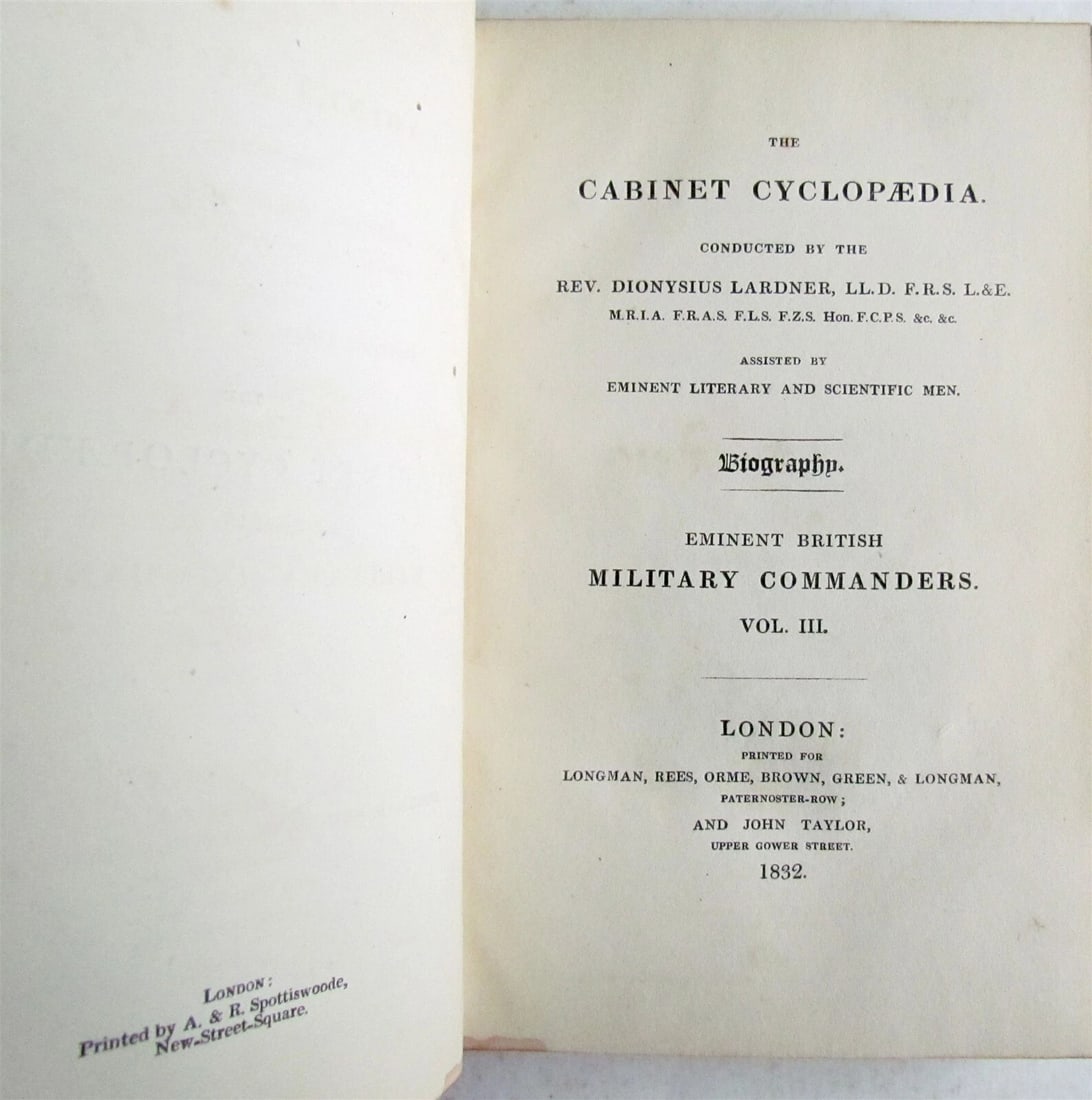 1832 LIVES of BRITISH MILITARY COMMANDERS Cabinet Cyclopedia ANTIQUE - 3