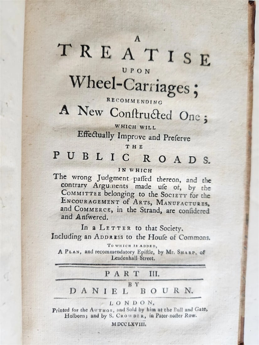 1763 TREATISE upon WHEEL CARRIAGES by DANIEL BOURN antique in ENGLISH - 5