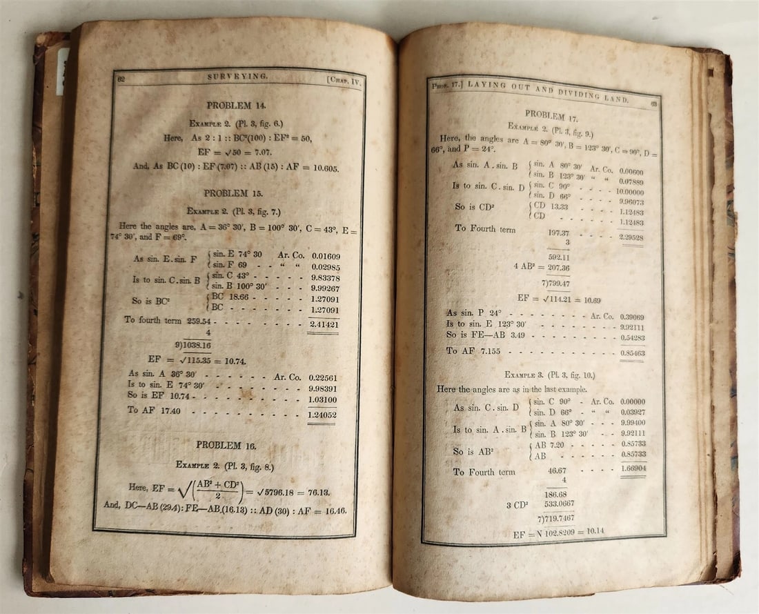 1837 COMPLETE KEY to GUMMERE'S SURVEYING by SAMUEL ALSOP antique PHILADELPHIA - 5