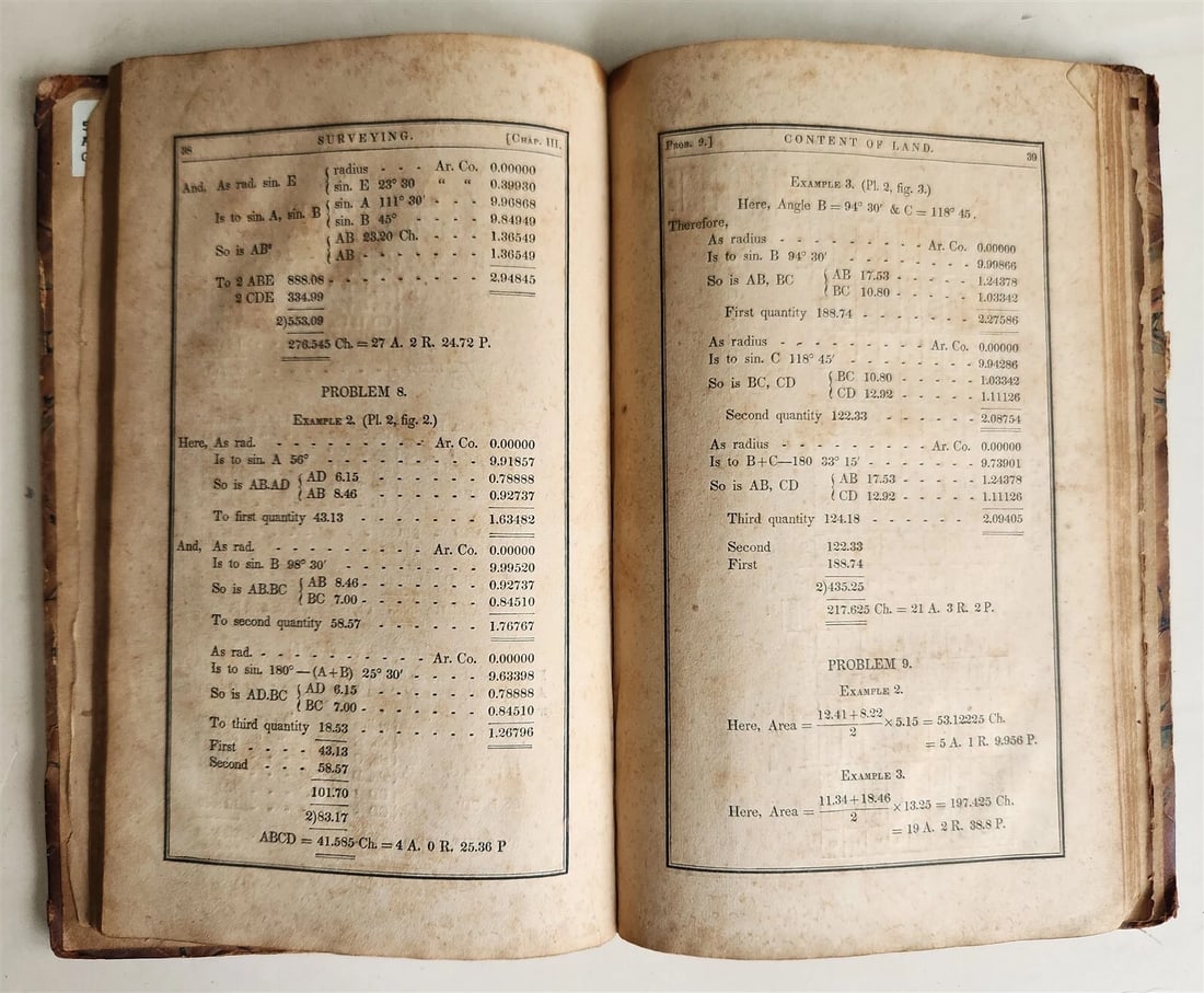 1837 COMPLETE KEY to GUMMERE'S SURVEYING by SAMUEL ALSOP antique PHILADELPHIA - 8