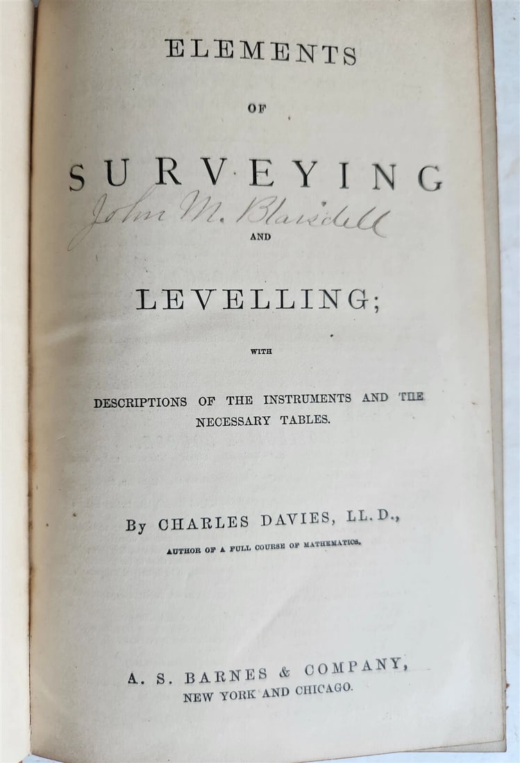 1870 ELEMENTS of SURVEYING & LEVELLING by CHARLES DAVIES antique ILLUSTRATED - 3