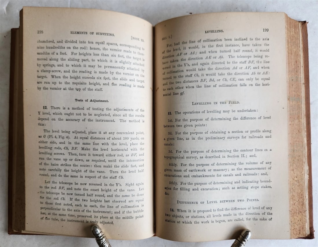 1870 ELEMENTS of SURVEYING & LEVELLING by CHARLES DAVIES antique ILLUSTRATED - 6