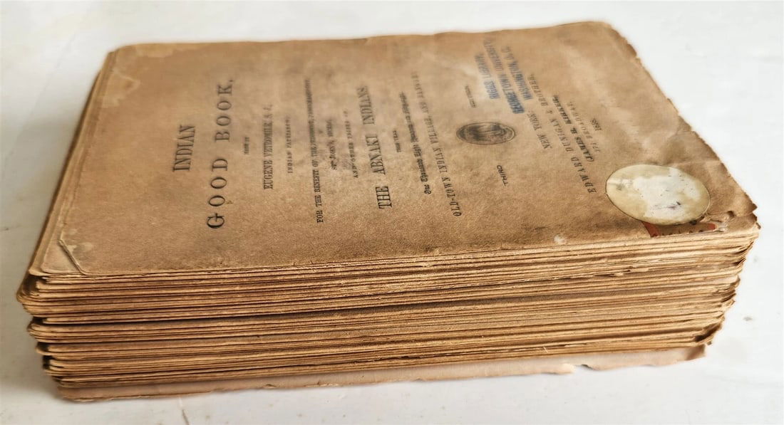 1858 INDIAN GOOD BOOK ABNAKI LANGUAGE antique AMERICANA rare - 2