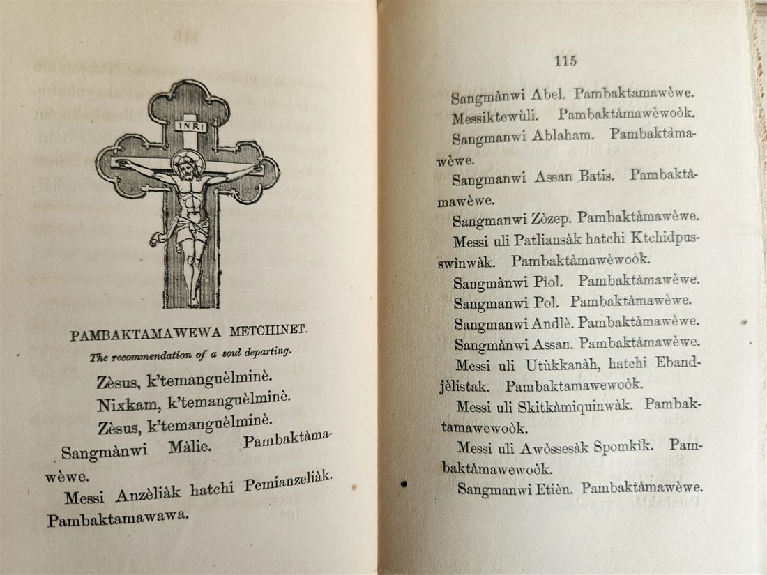 1858 INDIAN GOOD BOOK ABNAKI LANGUAGE antique AMERICANA rare - 6