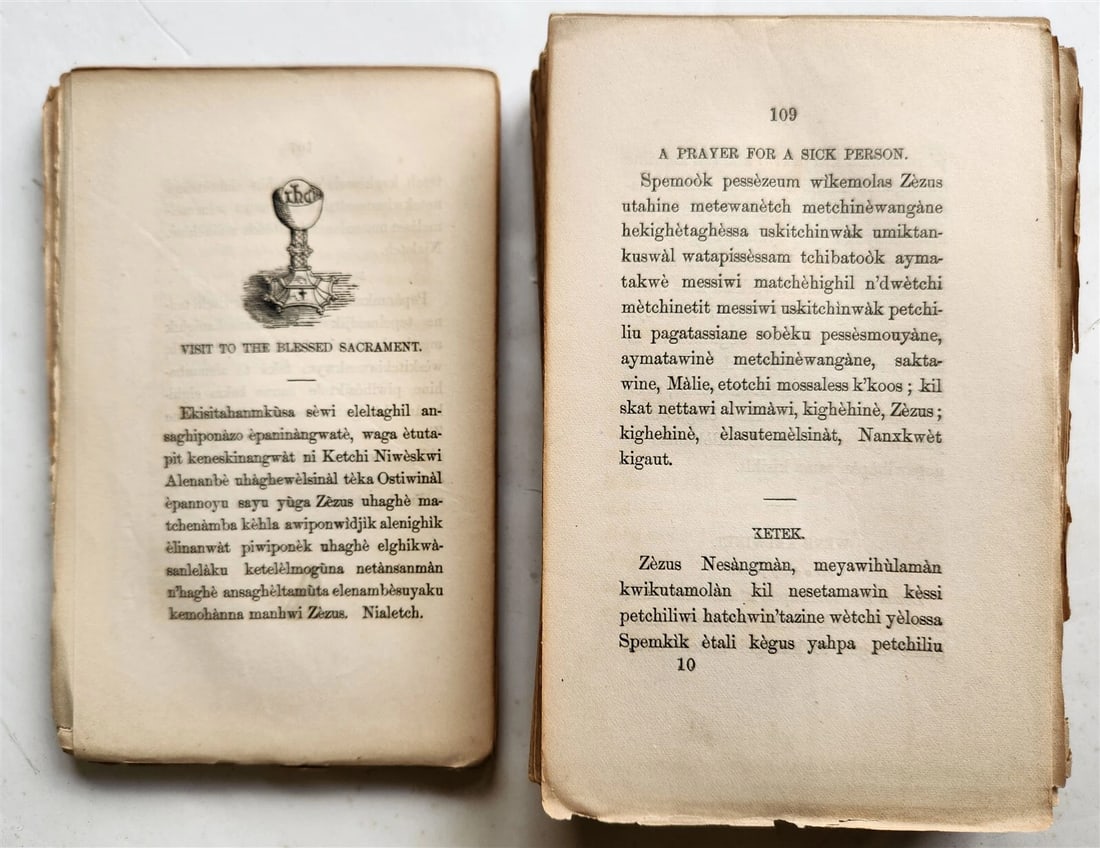 1858 INDIAN GOOD BOOK ABNAKI LANGUAGE antique AMERICANA rare - 7