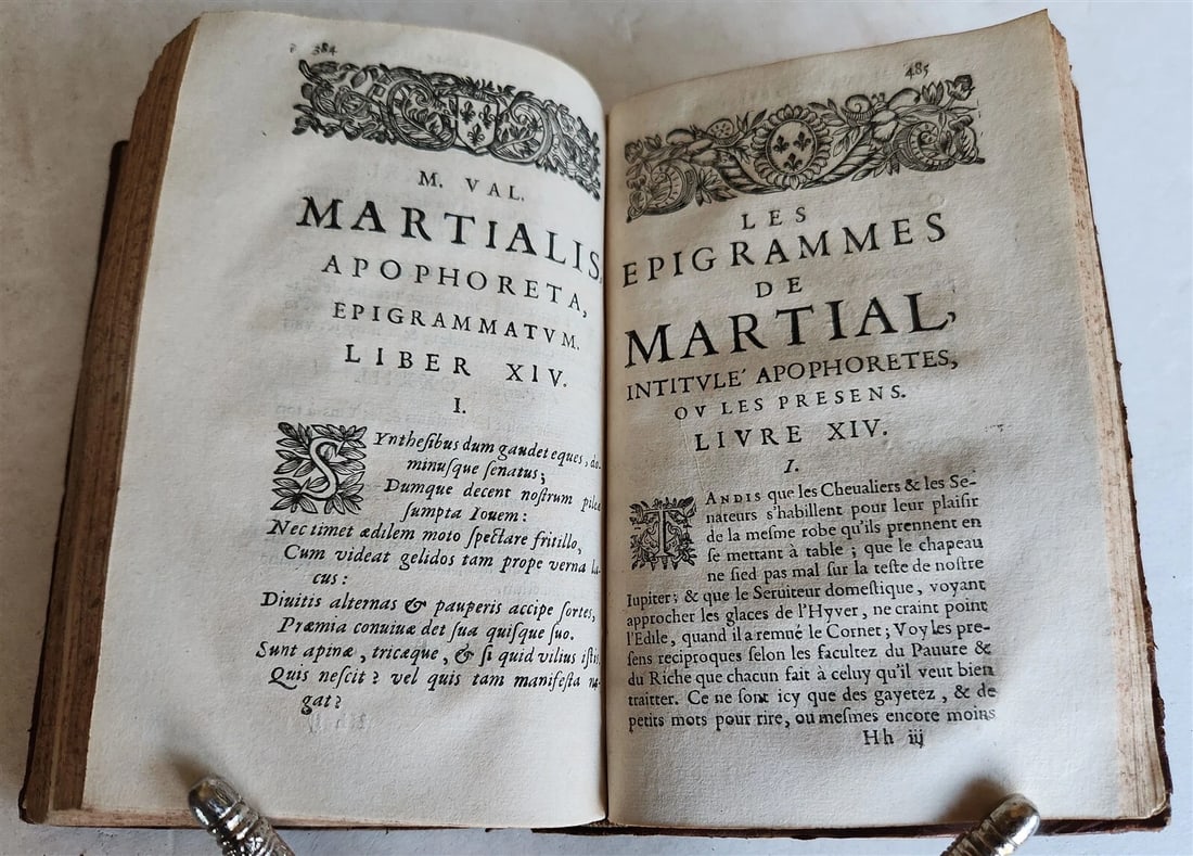 1655 MARTIALIS EPIGRAMMES 2 VOLUMES antique in FRENCH & LATIN - 6