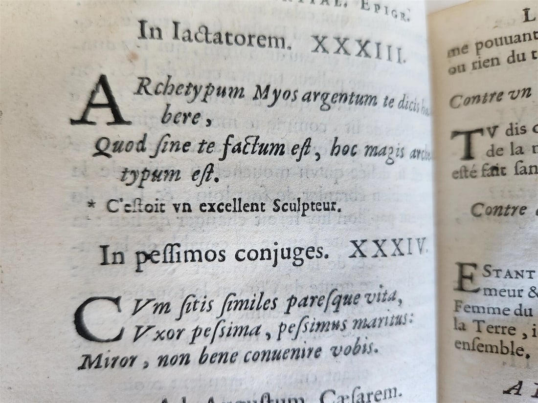 1655 MARTIALIS EPIGRAMMES 2 VOLUMES antique in FRENCH & LATIN - 8