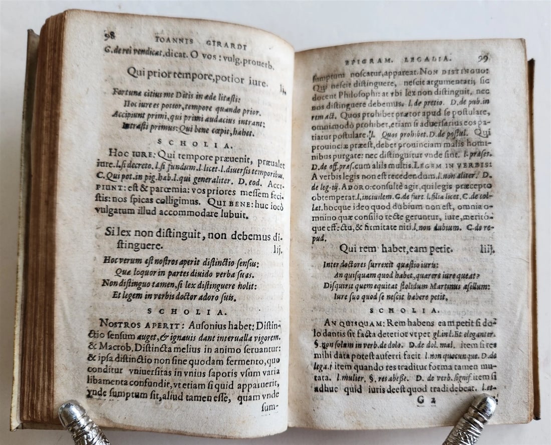 1656 EPIGRAMMS by JEAN GIRARD antique VELLUM Epigrammata Legalia Facetissima - 4