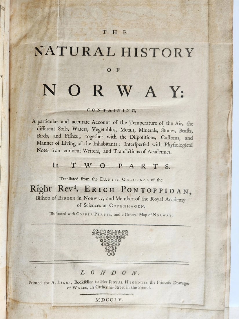 1755 NATURAL HISTORY of NORWAY ILLUSTRATED Pontoppidan antique FOLIO in ENGLISH - 3