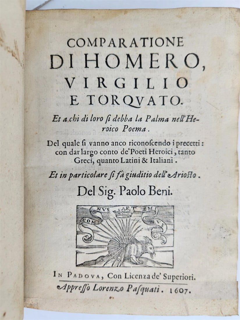 1607 COMPARATIONE DI HOMERO VIRGILIO e TORQUATO by PAOLO BENI antique (1 of 7)