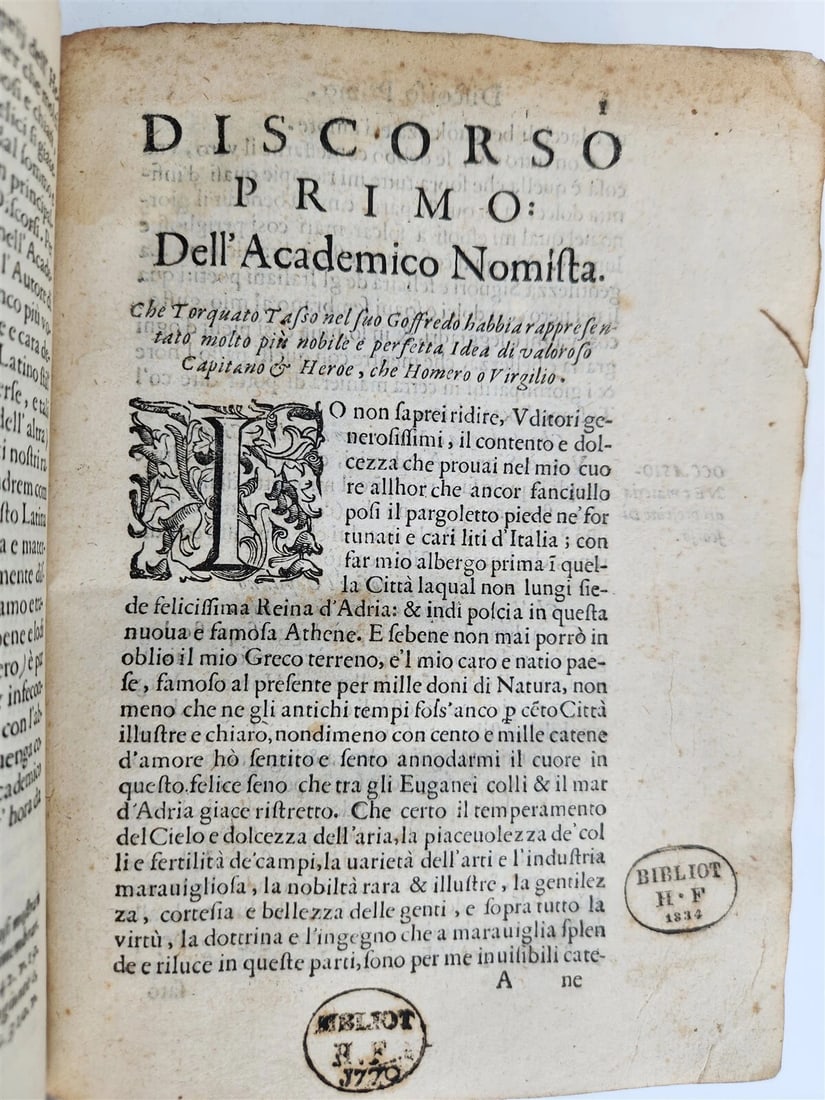 1607 COMPARATIONE DI HOMERO VIRGILIO e TORQUATO by PAOLO BENI antique - 7