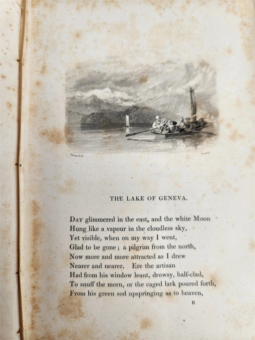 1834 POEMS of SAMUEL ROGERS antique 2 VOLS DECORATIVE BINDING poetry ILLUSTRATED - 6