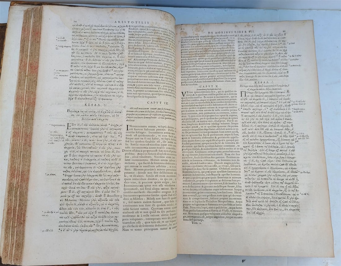 1619 ARISTOTLE OPERA OMNIA 2 MASSIVE FOLIOS antique GREEK & LATIN - 3