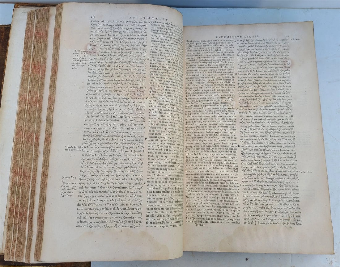 1619 ARISTOTLE OPERA OMNIA 2 MASSIVE FOLIOS antique GREEK & LATIN - 4
