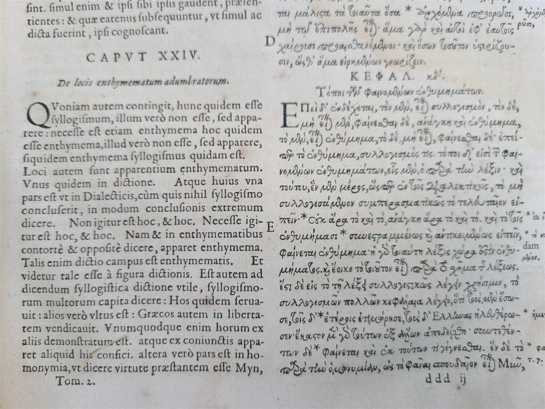 1619 ARISTOTLE OPERA OMNIA 2 MASSIVE FOLIOS antique GREEK & LATIN - 5