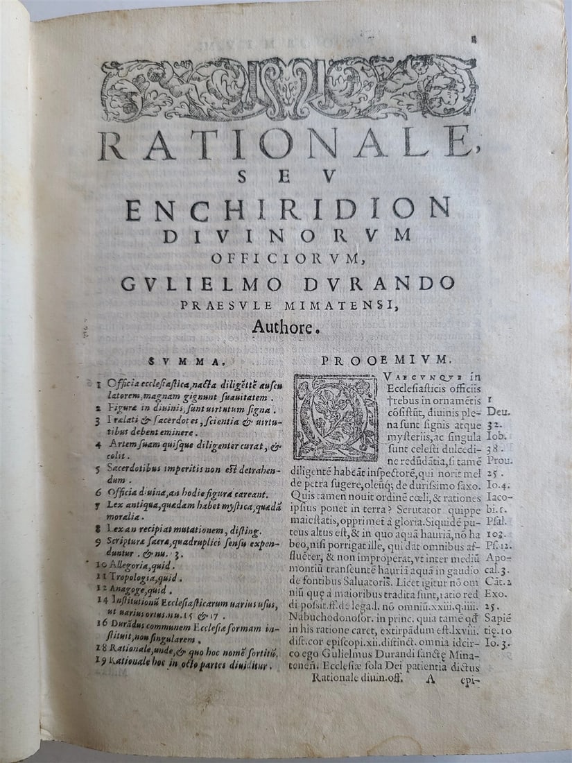 1572 RATIONALE DIVINORUM OFFICIORUM antique Roman Rite laws ceremonies customs - 4