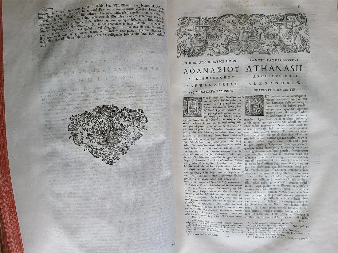 1777 ATHANASIUS of ALEXANDRIA 2 VOLUMES PIGKIN BOUND FOLIO antique w/ MAP - 9