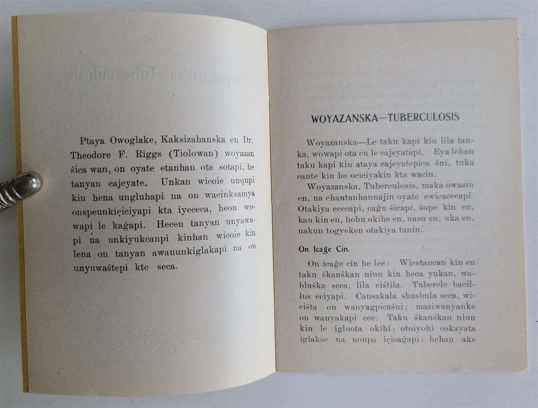 1908 DAKOTA INDIAN LANGUAGE Woyazanska Tuberculosis antique AMERICANA rare - 3