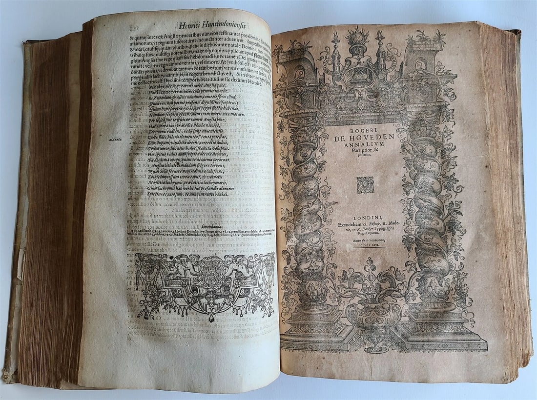 1596 ENGLISH CHRONICLES H. SAVILE antique Rerum Anglicarum Scriptores VELLUM - 13