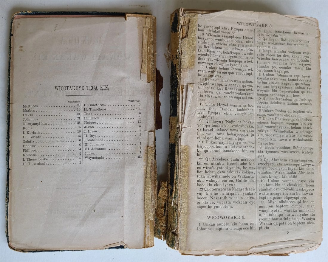 1871 BIBLE in DAKOTA INDIAN LANGUAGE NEW TESTAMENT antique AMERICANA rare - 5