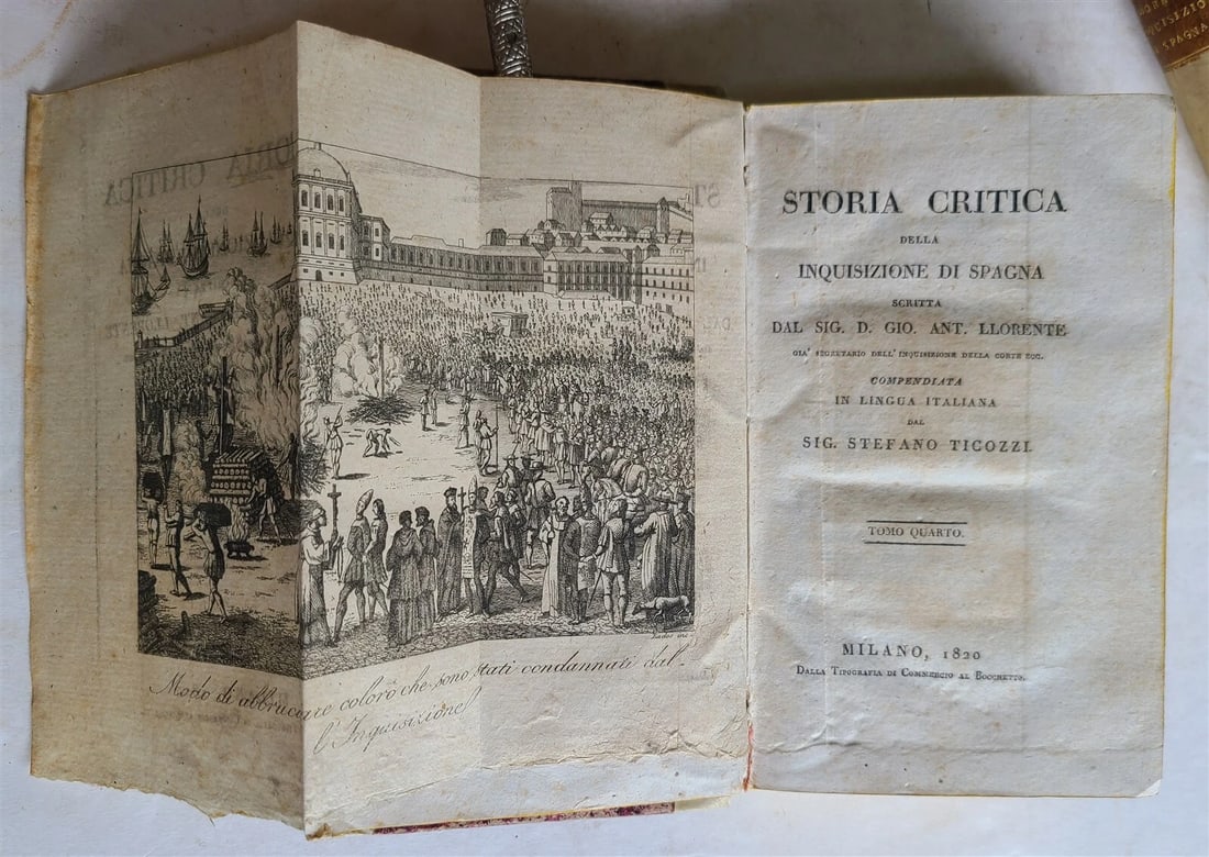 1820 HISTORY of SPANISH INQUISITION in ITALIAN 6 VOLUMES antique ILLUSTRATED - 12