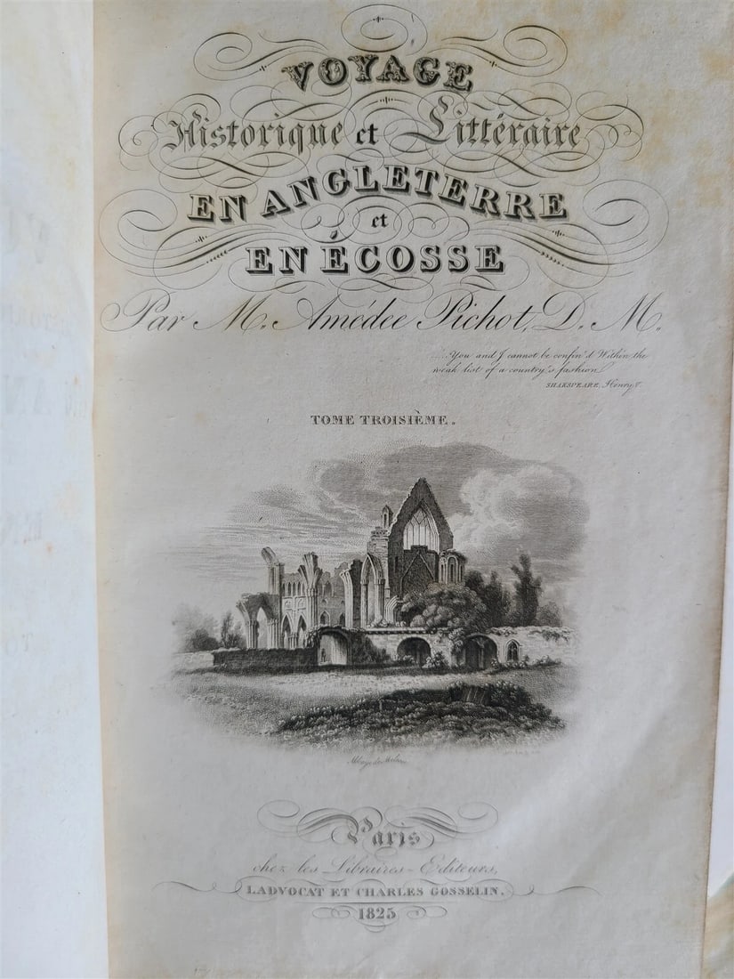 1825 HISTORICAL & LITERARY TRIP TO ENGLAND & SCOTLAND 3 VOLS antique ILLUSTRATED - 10