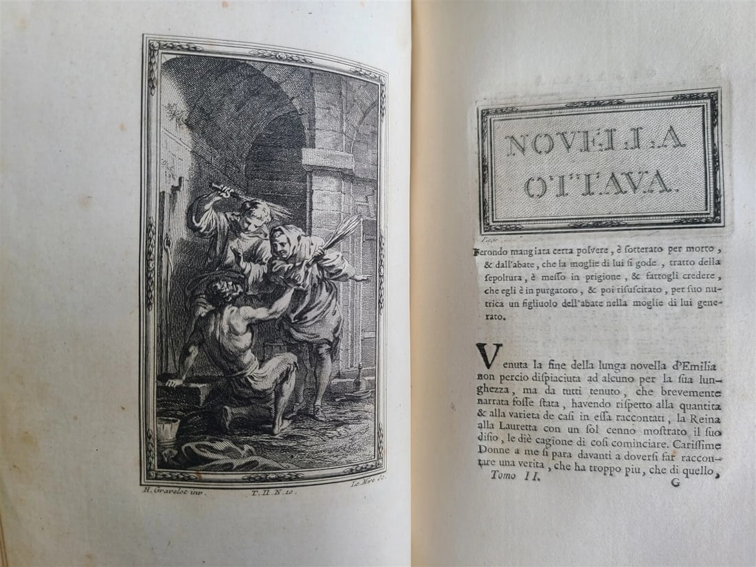 1757 IL DECAMERON by Giovanni BOCCACCIO antique 5 VOLUMES ILLUSTRATED 110 plates - 11