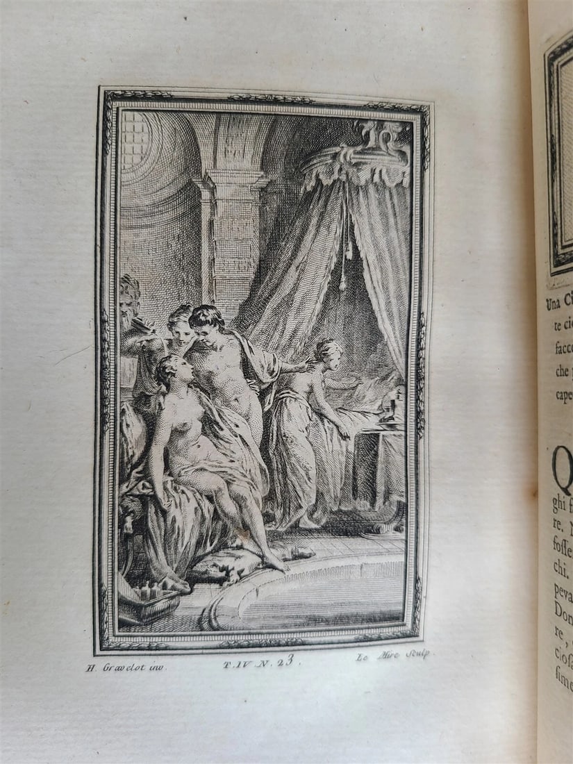 1757 IL DECAMERON by Giovanni BOCCACCIO antique 5 VOLUMES ILLUSTRATED 110 plates - 14