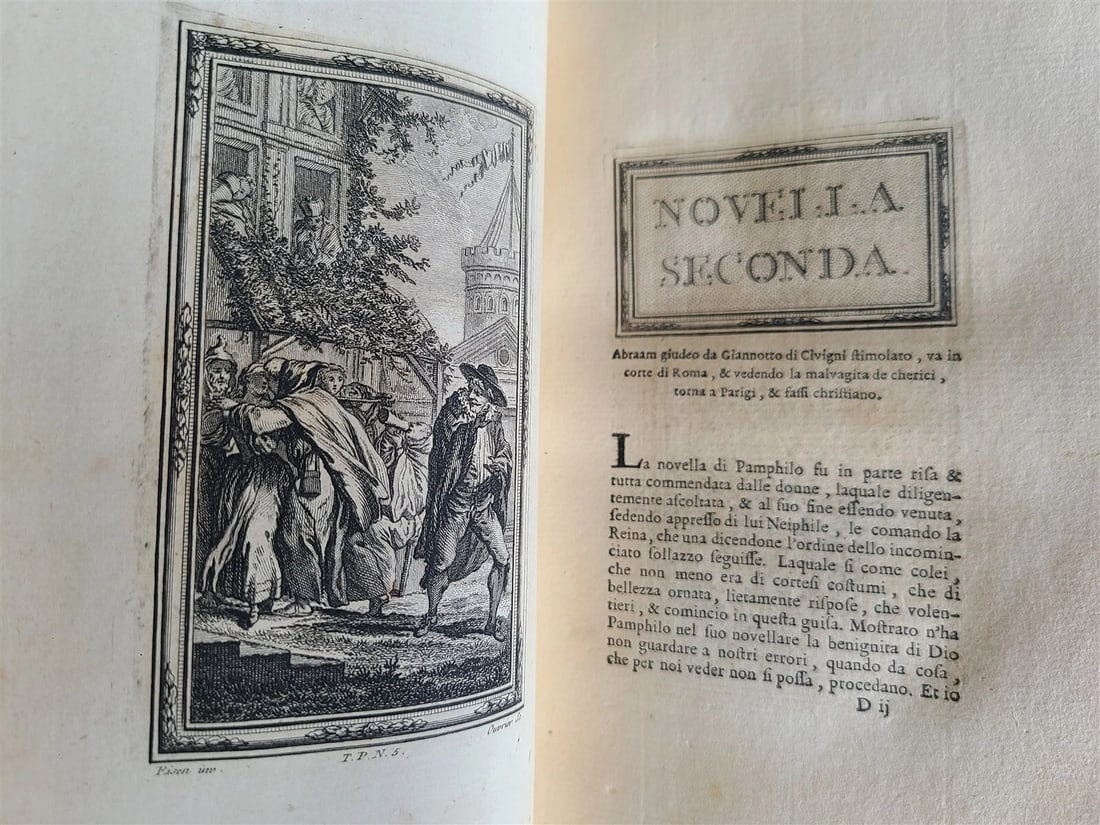 1757 IL DECAMERON by Giovanni BOCCACCIO antique 5 VOLUMES ILLUSTRATED 110 plates - 5