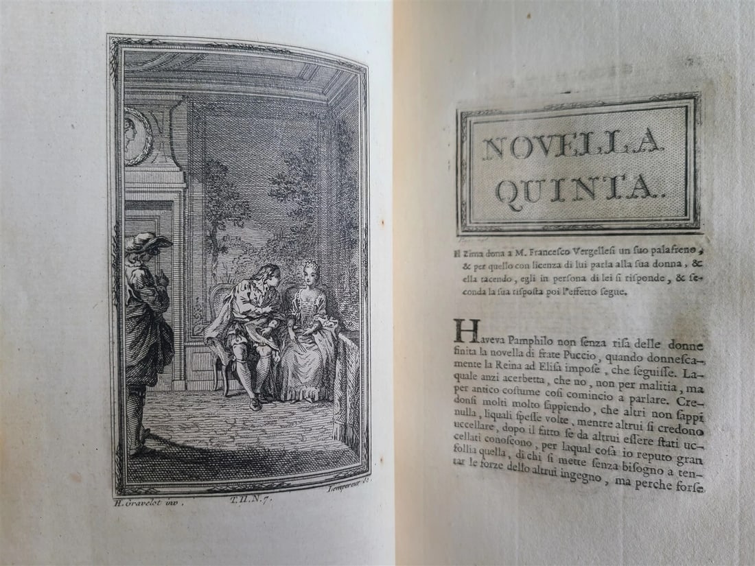 1757 IL DECAMERON by Giovanni BOCCACCIO antique 5 VOLUMES ILLUSTRATED 110 plates - 8