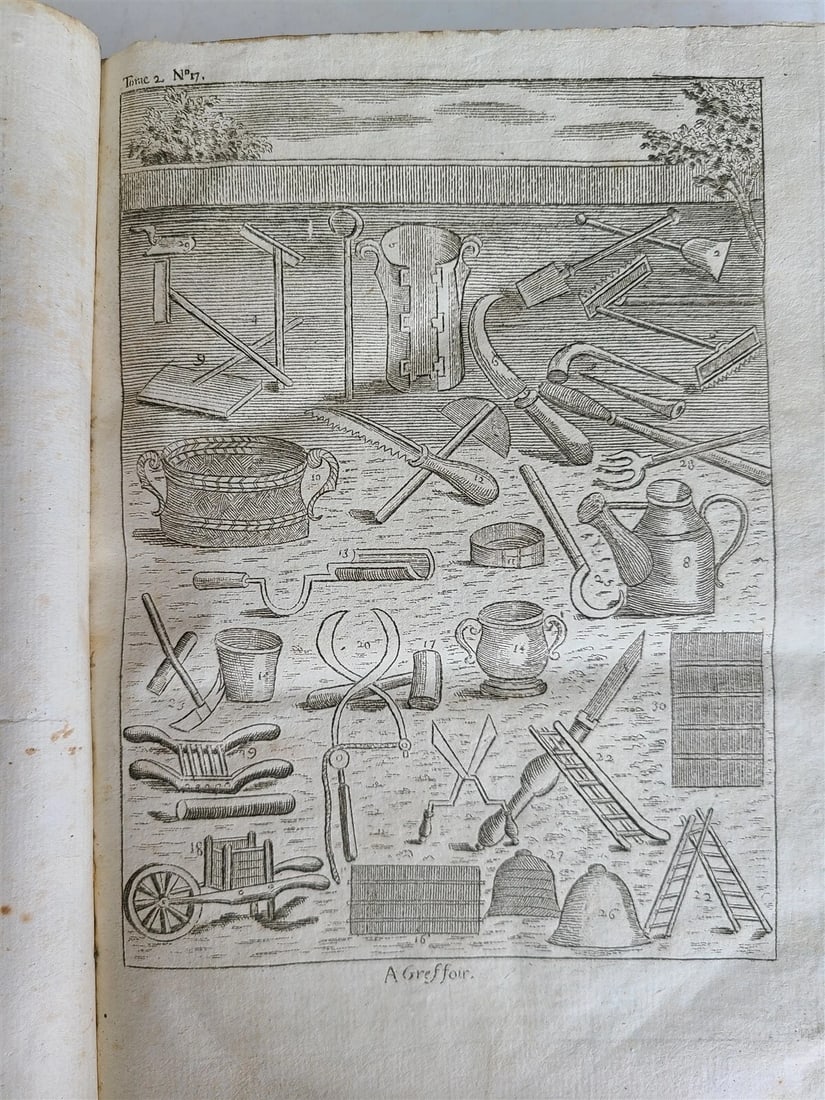 1777 2 VOLUMES antique ILLUSTRATED ANIMAL HUSBANDRY TOOLS PLANTING FORESTRY - 4