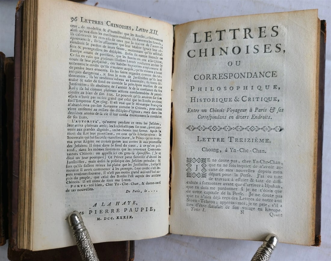 1739 CHINESE LETTERS of TRAVELLER 5 VOLUMES antique in FRENCH Philosophy - 7