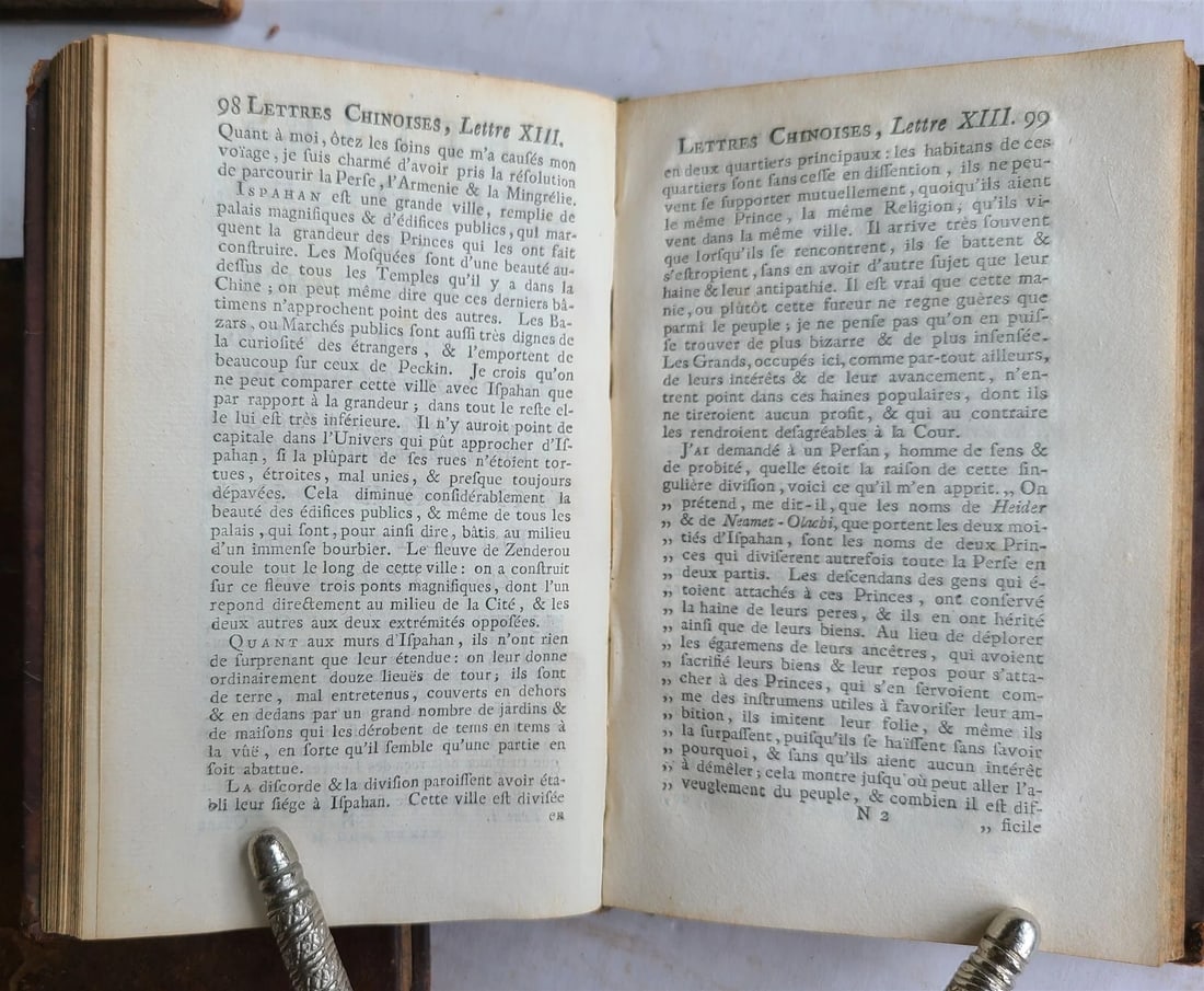 1739 CHINESE LETTERS of TRAVELLER 5 VOLUMES antique in FRENCH Philosophy - 8