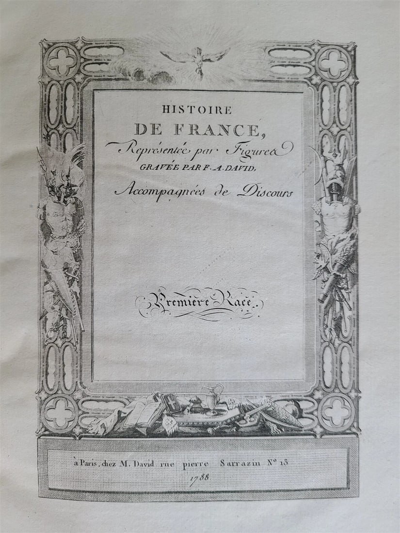 1787 FRENCH HISTORY 4 VOLUMES ILLUSTRATED w/ 115 NICE ENGRAVINGS antique - 4