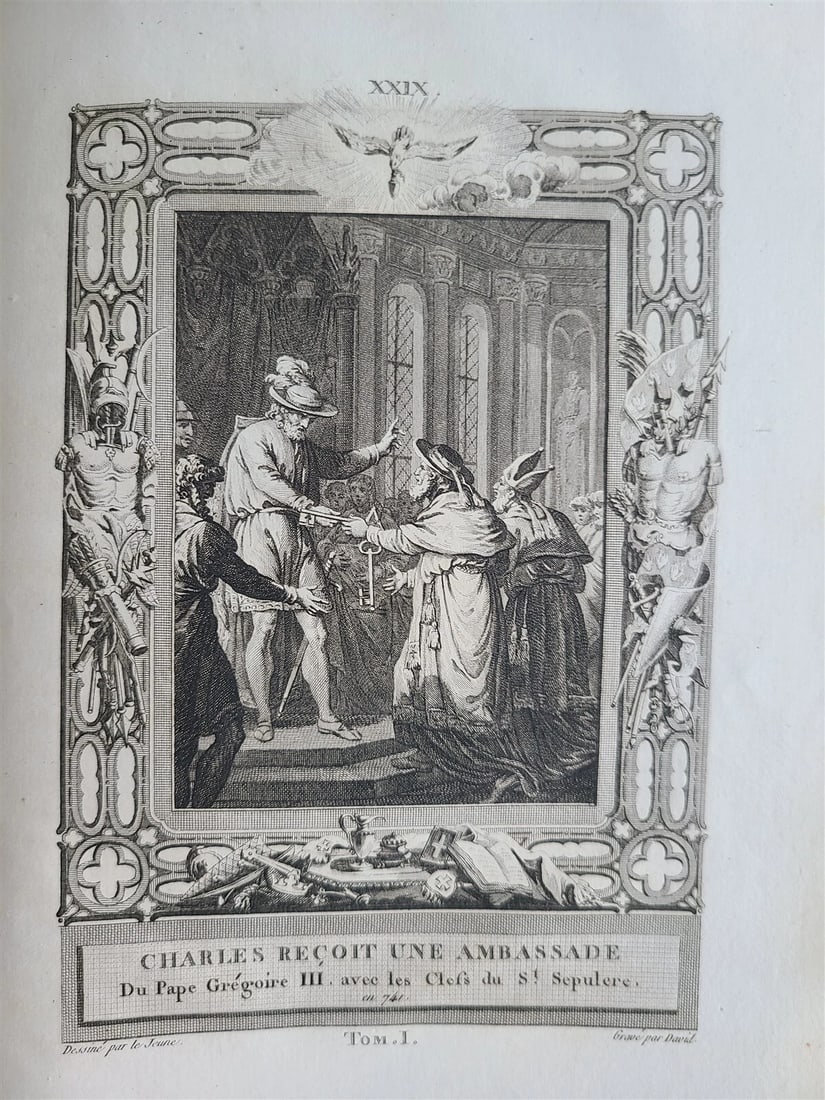 1787 FRENCH HISTORY 4 VOLUMES ILLUSTRATED w/ 115 NICE ENGRAVINGS antique - 8