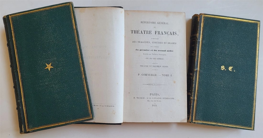1818 FRENCH THEATRE PLAYS 38 VOLUMES antique DECORATIVE BINDINGS - 4