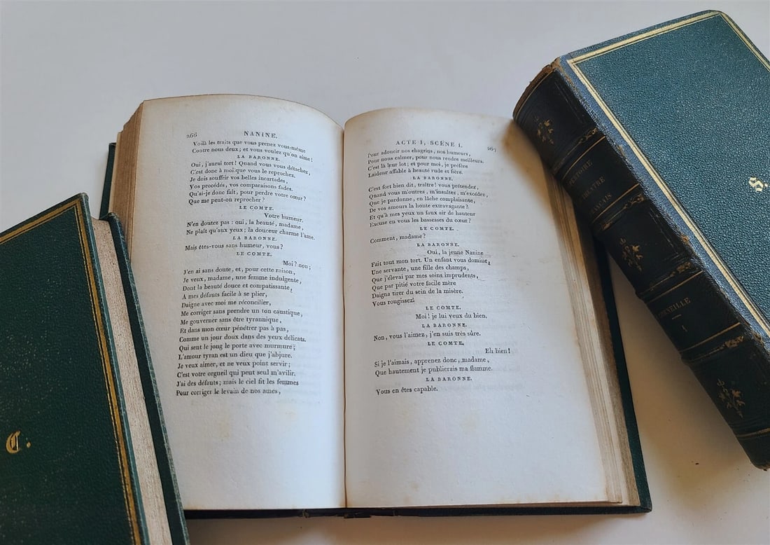 1818 FRENCH THEATRE PLAYS 38 VOLUMES antique DECORATIVE BINDINGS - 7