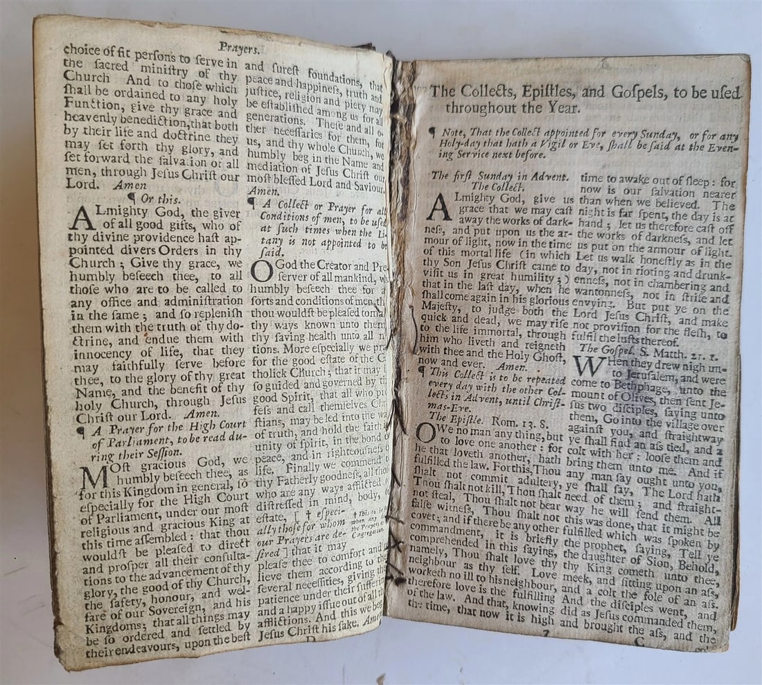 1720 BOOK OF COMMON PRAYER in ENGLISH ANTIQUE ORIGINAL BINDING & CARRYING BAG - 3