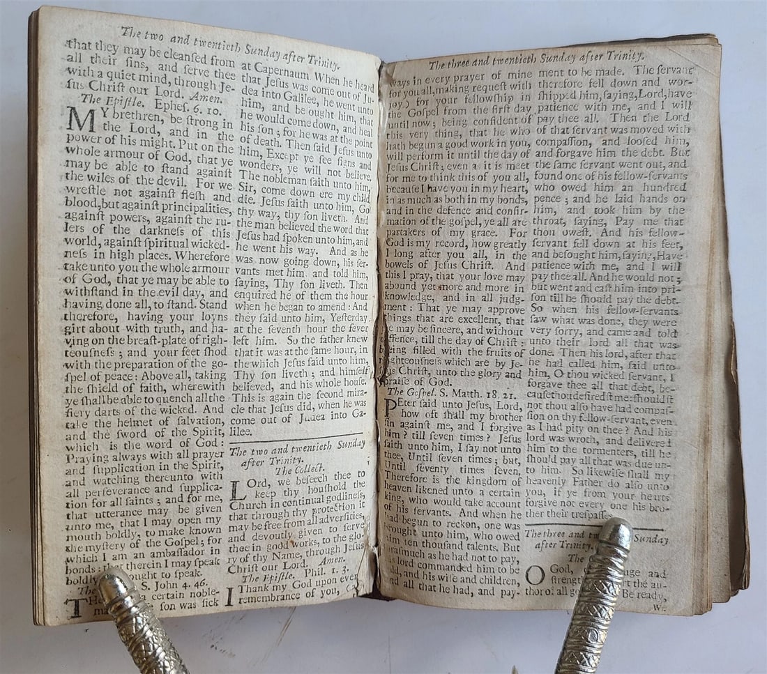 1720 BOOK OF COMMON PRAYER in ENGLISH ANTIQUE ORIGINAL BINDING & CARRYING BAG - 4