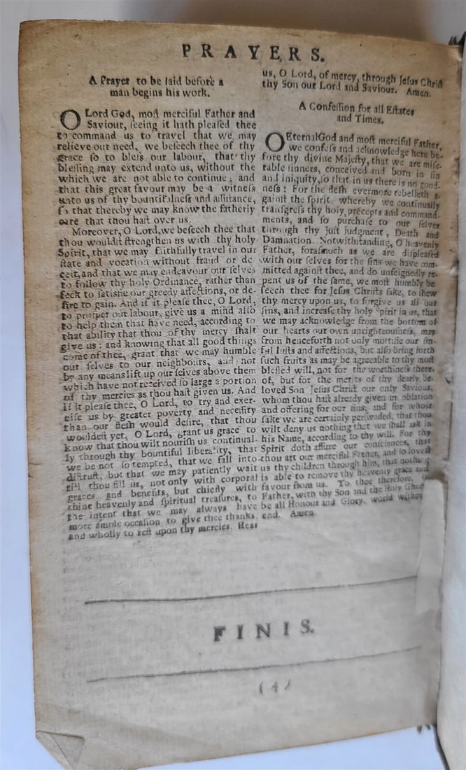 1720 BOOK OF COMMON PRAYER in ENGLISH ANTIQUE ORIGINAL BINDING & CARRYING BAG - 7